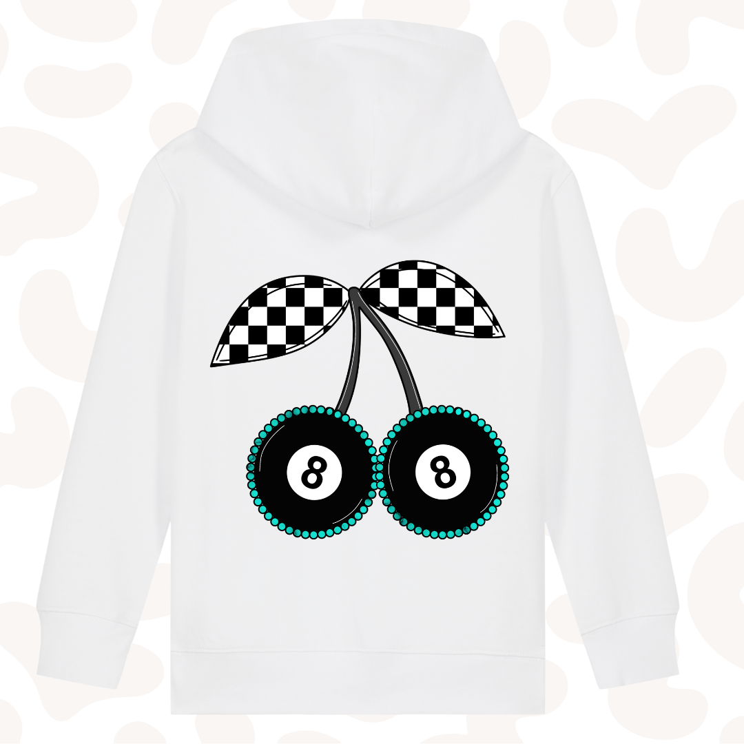 Kids hoodie - checkered lucky 8 ball  - 4 hoodie colour options