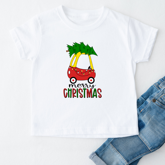 KIDS Retro Christmas Car T-shirt