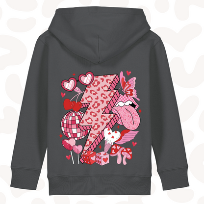 Girls Graphic Hoodie - leopard lightning bolt - 6 hoodie colour options