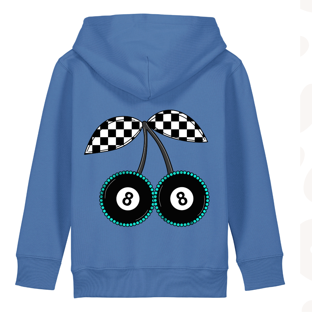 Kids hoodie - checkered lucky 8 ball  - 4 hoodie colour options