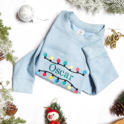 Christmas Lights Personalised kids Christmas Jumper Sweater