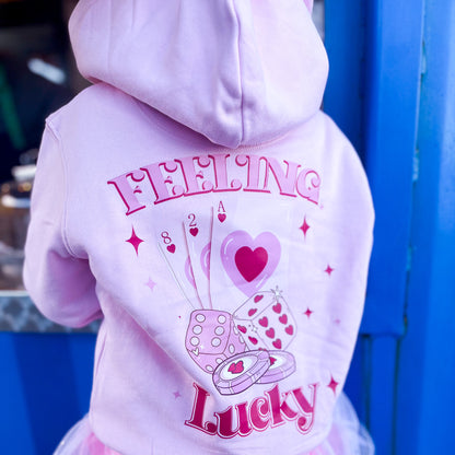 Girls Graphic Hoodie - feeling lucky - 6 hoodie colour options