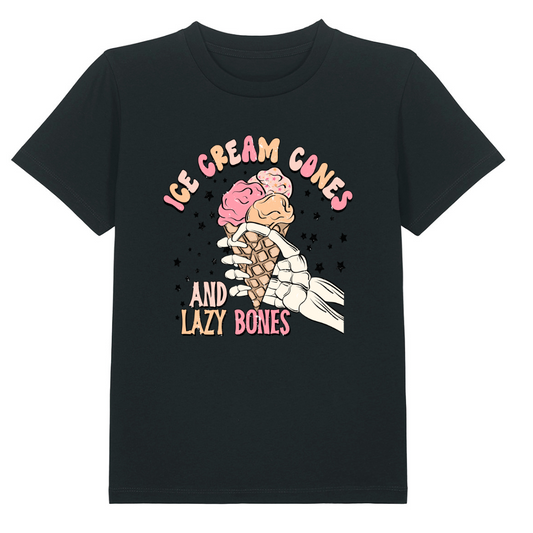 Ice Cream Cones and Lazy Bones Halloween kids t-shirt PINK