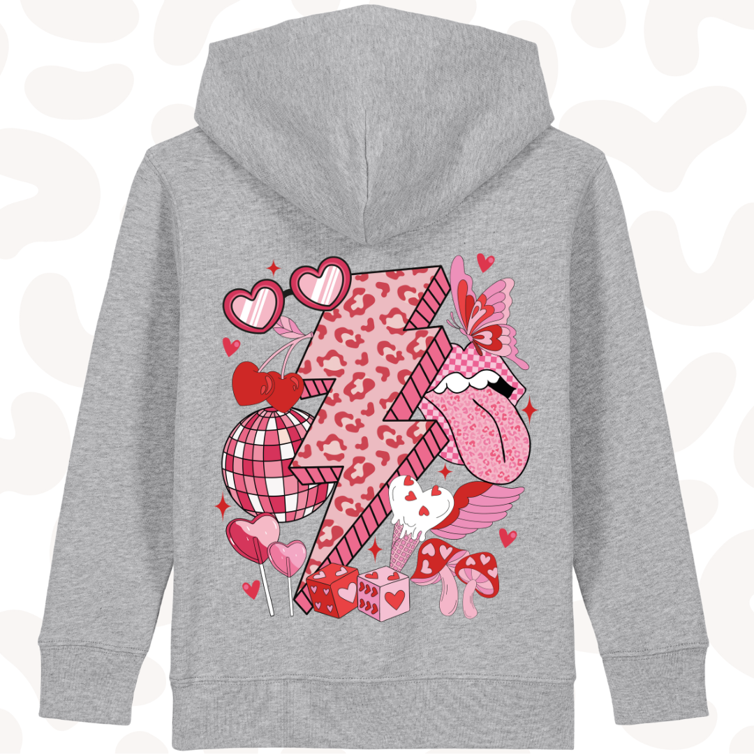 Girls Graphic Hoodie - leopard lightning bolt - 6 hoodie colour options