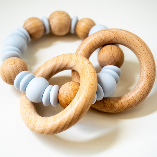 Teething Rattle - Scandi Baby Blue